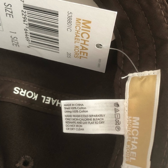 MK Michael Kors Signature Logo Print Brown Baseball Cap - Picture 8 of 9